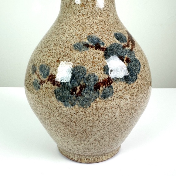 Old Time Pottery Floral Salt Glaze Speckled Ceramic Vase Vintage 80’s - Picture 3 of 11